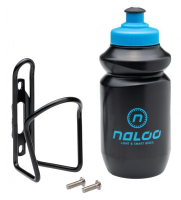 NALOO Set 24"/26" Bidon/Halter, schwarz/cyan