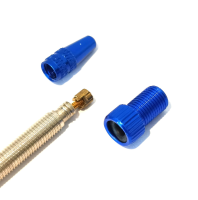 WIAN Bike and Parts Presta Ventil Set, Ventildeckel und Pumpaufsatz, dunkelblau