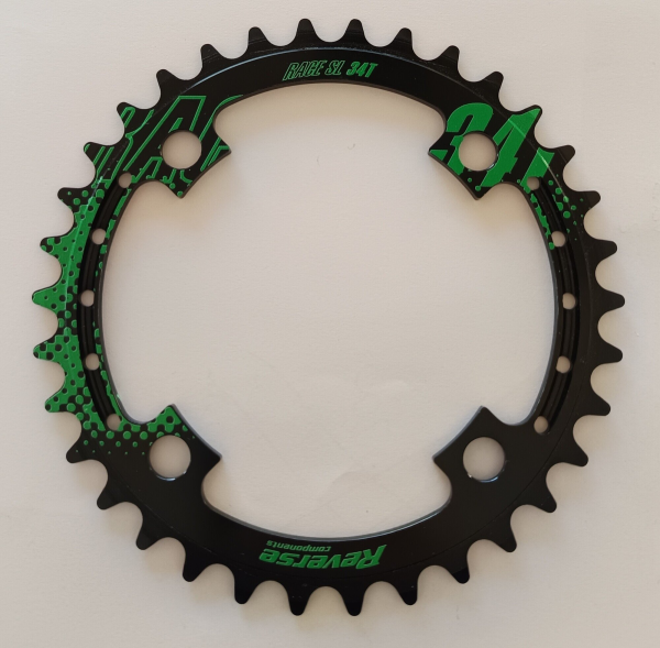 Reverse Components REVERSE Chainring "Style" 34T 104mm black/green, schwarz/grün, 34 Zähne