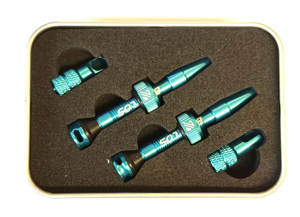 WIAN Bike and Parts BUCKLOS 40mm Tubeless-Ventile aus Aluminium mit Presta Ventil hellblau
