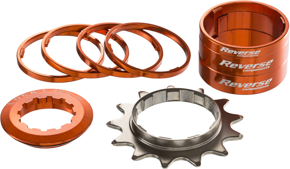 Reverse Components REVERSE Single Speed Kit with 7 Spacer, 13T Cog orange