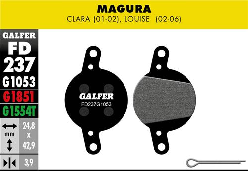 Galfer GALFER Brake Pad FD237 Performance "Magura Clara01-02, Louise 02-06, schwarz