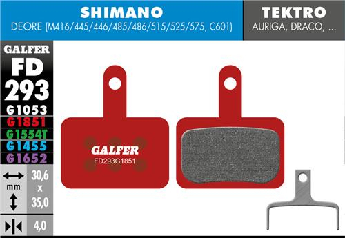 Galfer GALFER Brake Pad FD293 Advanced "Shimano M4050/M486/M447/M395/Tektro Auriga/Drago", rot