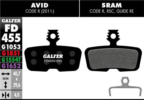 Galfer GALFER Brake Pad FD455 Performance "Avid Code 5,R ab 2011", schwarz