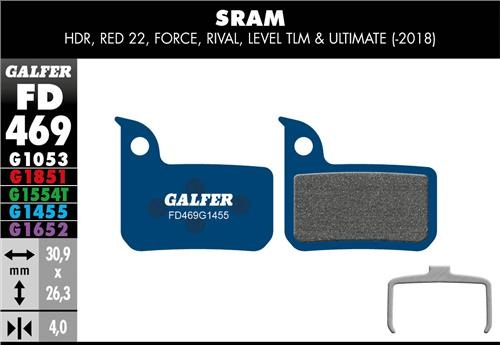 Galfer GALFER Brake Pad FD469 Road "Sram Red Force Rival Level", blau
