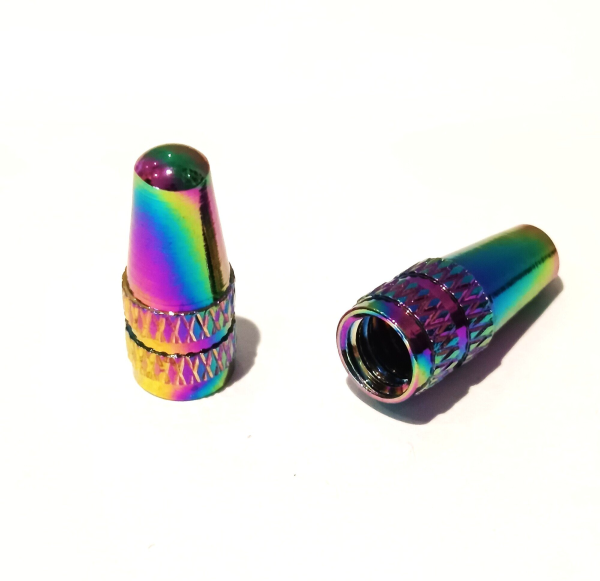 WIAN Bike and Parts Ventilkappe, CNC Aluminium Presta rainbow Paar