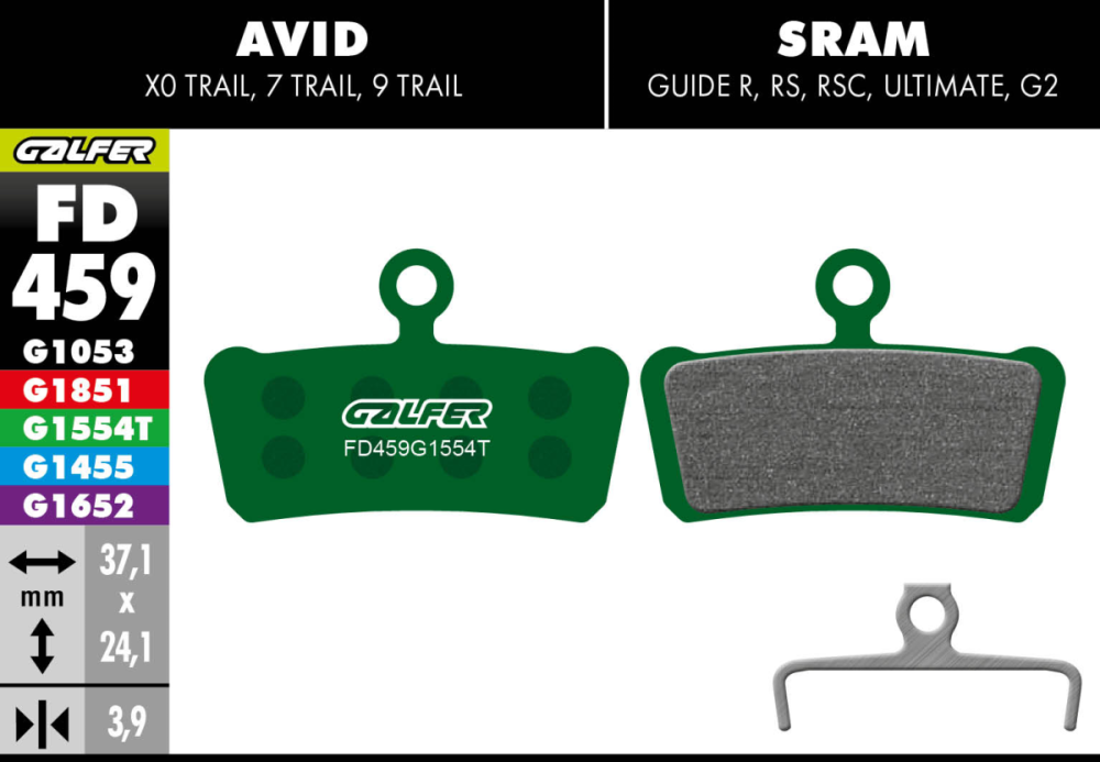 Galfer GALFER Brake Pad FD459 Pro "Avid Elixier X.0 / Trail 7,9 / Sram Guide / Trickstuff C42", grün