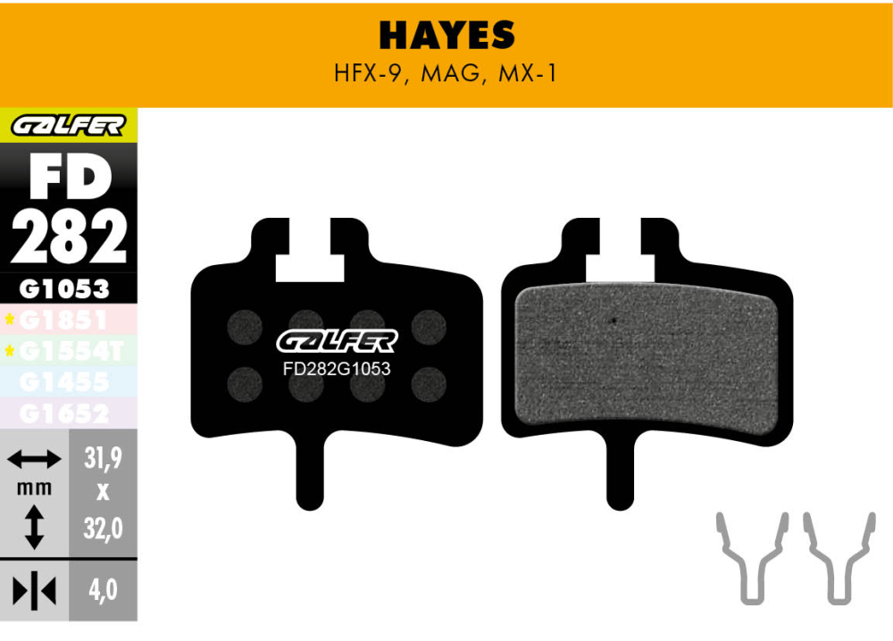 Galfer GALFER Brake Pad FD282 Performance "Hayes MAG / HFX / MX1", schwarz