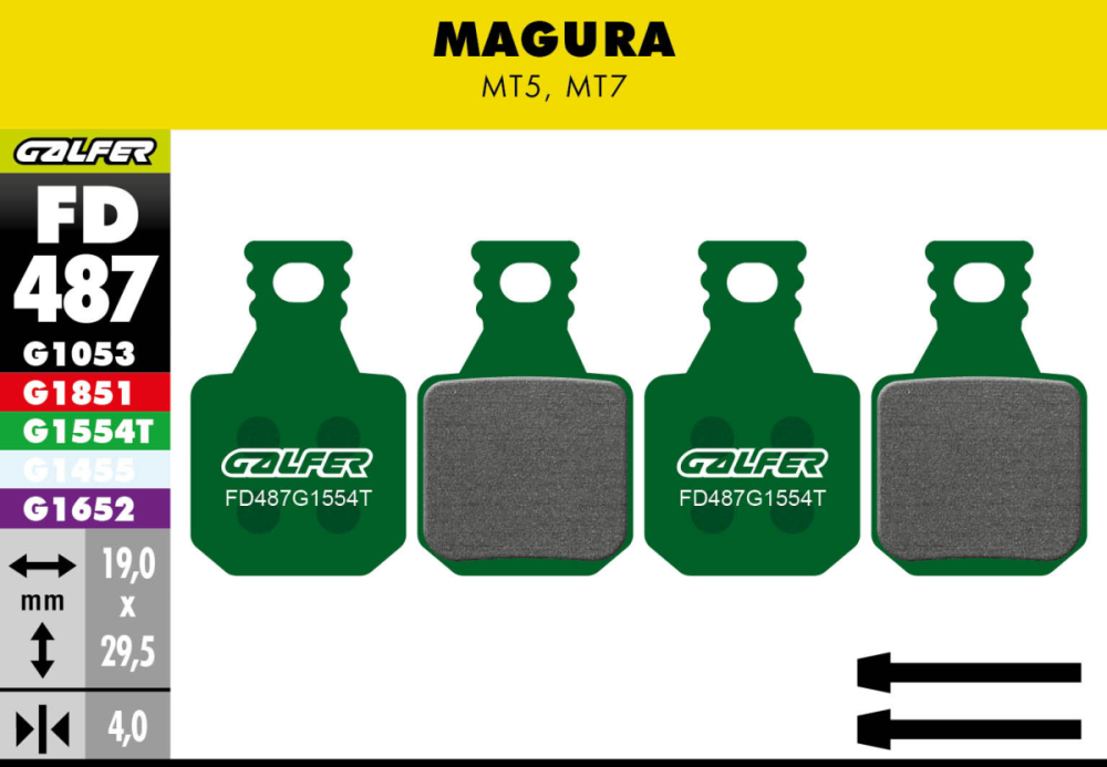 Galfer GALFER Brake Pad FD487 Pro "Magura MT5 / MT7", grün