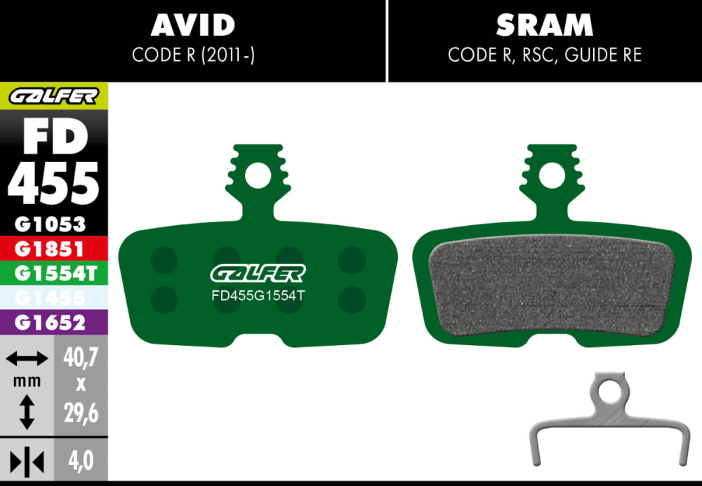 Galfer GALFER Brake Pad FD455 Pro "Avid Code 5,R ab 2011", grün
