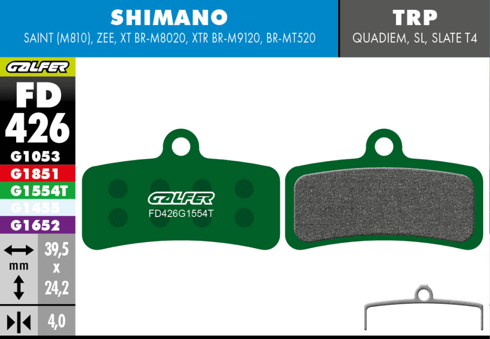 Galfer GALFER Brake Pad FD426 Pro "Shimano Saint M810/ ZEE", grün