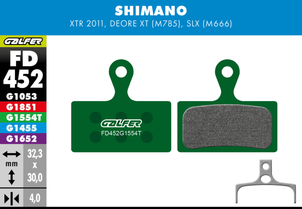 Galfer GALFER Brake Pad FD452 Pro "Shimano M9000/M8000/M985/M785/M666/M615", grün