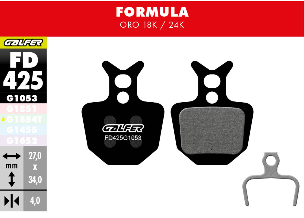 GALFER Brake Pad FD425 Performance, Formula Oro / 18K / 24K, schwarz