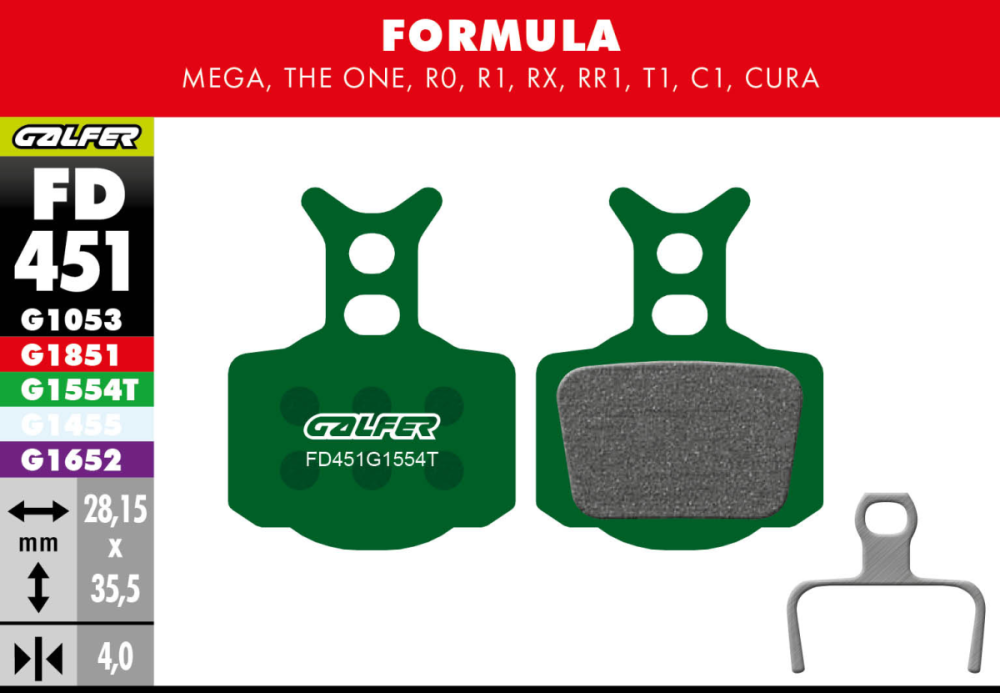 Galfer GALFER Brake Pad FD451 Pro "Formula The One / RO / R1 / RX / Mega", grün