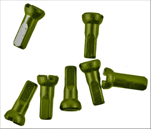 Sapim Speichennippel: Polyax Aluminium dunkel grün 12mm 100 Stück