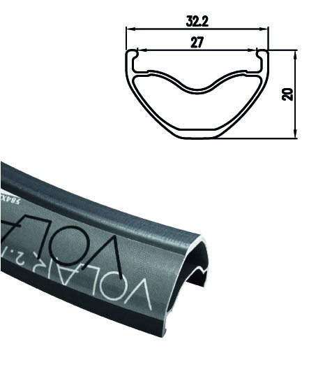 Alexrims ALEXRIMS Volar 2.7, 27.5", 32 Hole, black, w/SSE