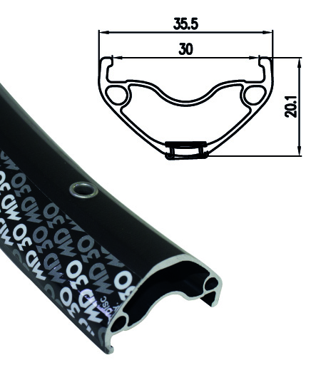 Alexrims ALEXRIMS MD30, 27.5", 32 Hole, black, w/SSE