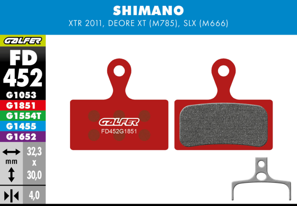 Galfer GALFER Brake Pad FD452 Advanced "Shimano M9000/M8000/M985/M785/M666/M615", rot