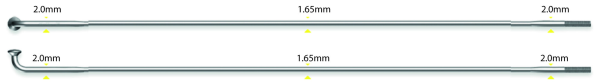 Sapim SAPIM Speiche D-Light 2.0-1.65-2.0 mm, Pack à 100 Stück, silber