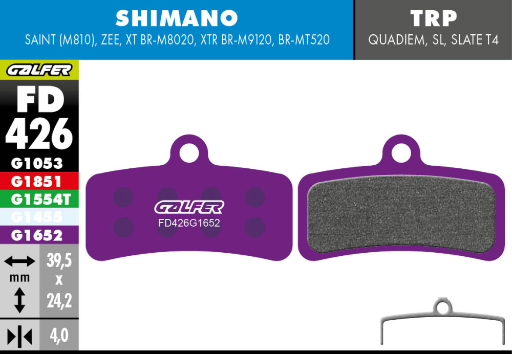 Galfer GALFER Brake Pad FD426 E-Bike "Shimano Saint M810/ ZEE", violett