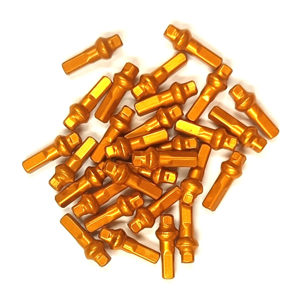Sapim Speichennippel: Double Square 14G Aluminium 16mm orange 100 Stück