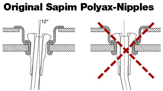 Sapim Speichennippel: 14G Polyax Messing schwarz 16mm 100 Stück