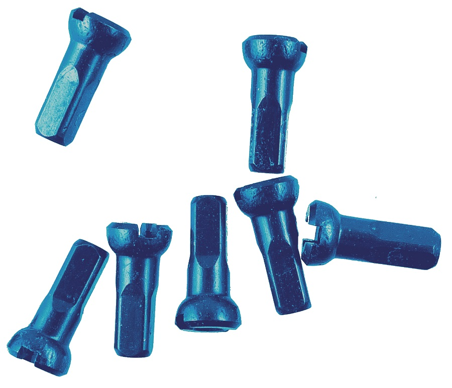 Sapim Speichennippel: Polyax Aluminium dunkel blau 12mm 100 Stück