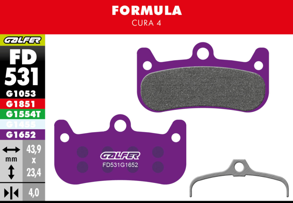 GALFER Brake Pad FD531 E-Bike, Formula Cura 4, violett