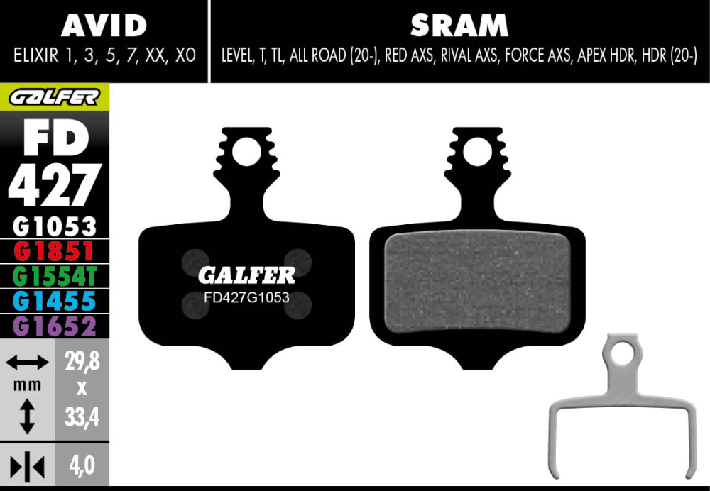 Galfer GALFER Bremsbacken Werkstatt Pack AVID FD427 Performance mit 30 Paar
