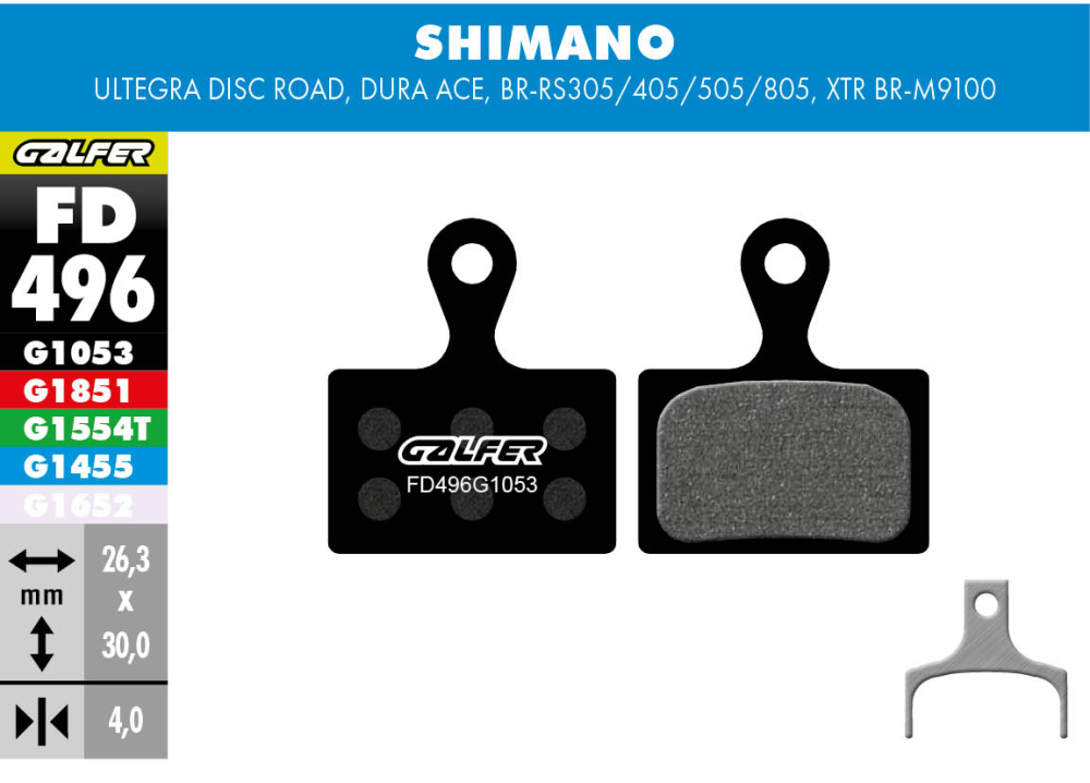 Galfer GALFER Brake Pad FD496 Performance "Shimano Ultegra, Dura Ace,  XTR-M9100", schwarz