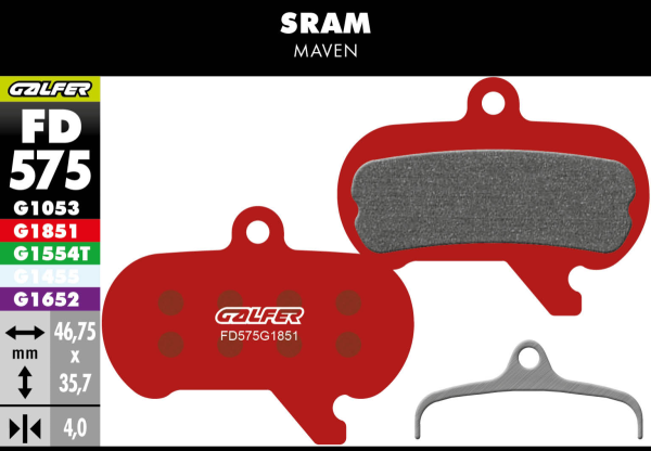 Galfer GALFER Brake Pad FD575 Advanced "Sram Maven", rot