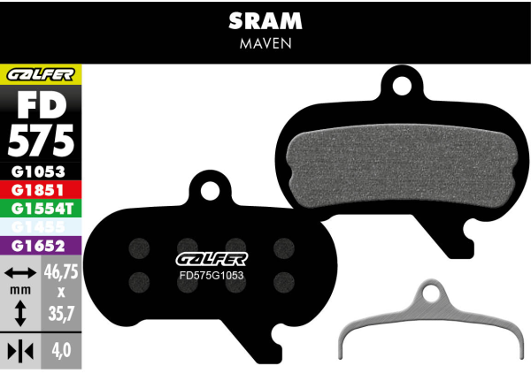 Galfer GALFER Brake Pad FD575 Performance "Sram Maven", schwarz