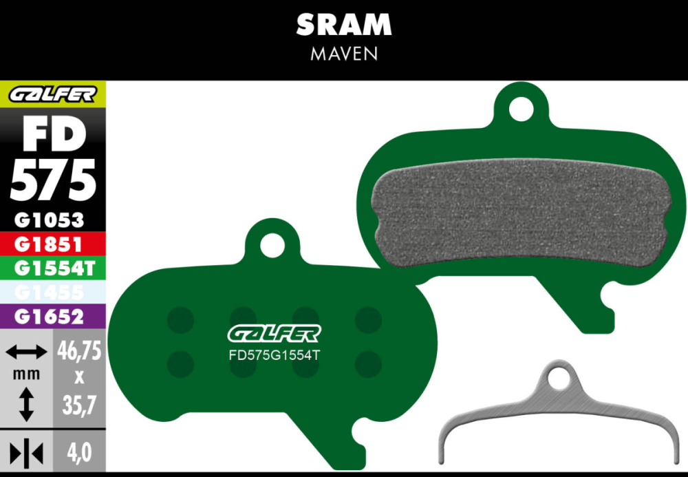 Galfer GALFER Brake Pad FD575 Pro "Sram Maven", grün