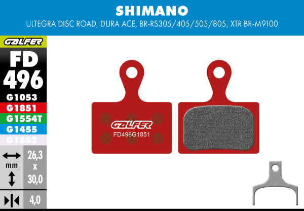 Galfer GALFER Brake Pad FD496 Advanced "Für alle Shimano Flatmount", rot