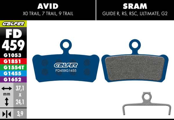 Galfer GALFER Brake Pad FD459 Road "Avid Elixier X.0 / Trail 7,9 / Sram Guide /  Trickstuff C42", blau