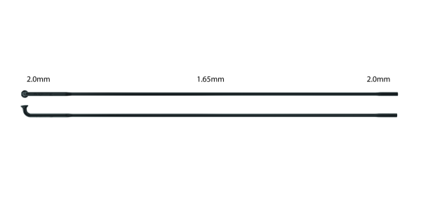 Sapim Speiche D-Light 2.0-1.65-2.0, Einzelstück, schwarz