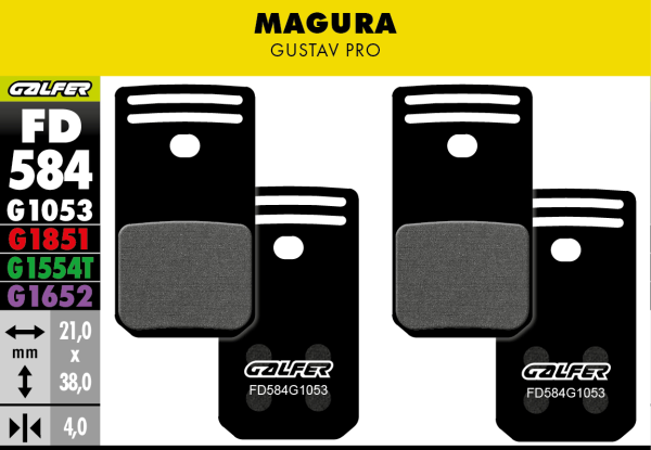 GALFER Brake Pad FD584 Performance Magura Gustav Pro, schwarz