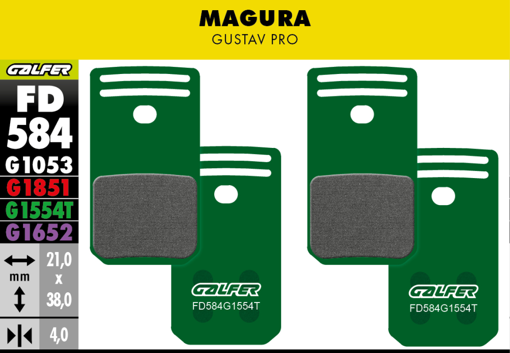 Galfer GALFER Brake Pad FD584 Pro "Magura Gustav Pro", grün