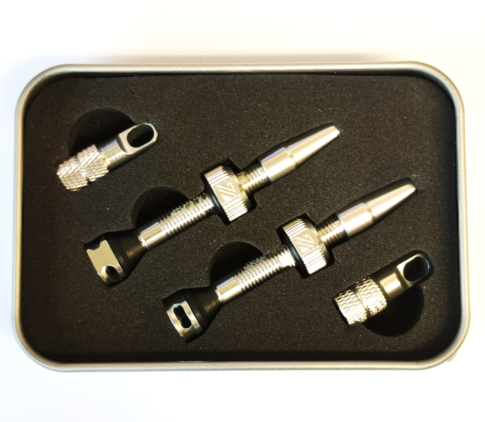 WIAN Bike and Parts BUCKLOS 40mm Tubeless-Ventile aus Aluminium mit Presta Ventil silber