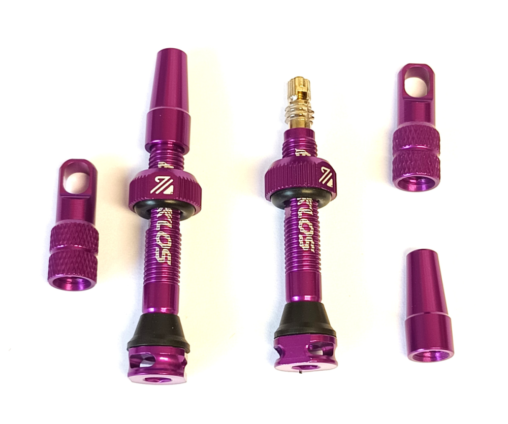 WIAN Bike and Parts BUCKLOS 40mm Tubeless-Ventile aus Aluminium mit Presta Ventil lila