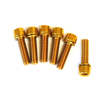 RideRace Vorbau Schrauben M5 x17mm, 6 Stück, gold, M5 x 17mm