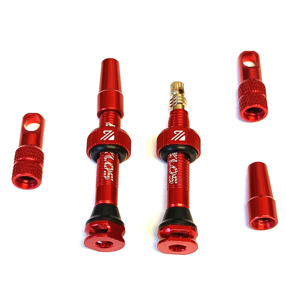 Bucklos 40mm Tubeless-Ventile aus Aluminium mit Presta Ventil rot