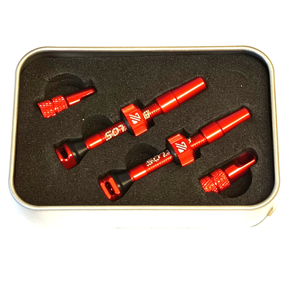 Bucklos 40mm Tubeless-Ventile aus Aluminium mit Presta Ventil rot