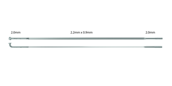 SAPIM Speiche CX-Ray 2.0-(0.9x2.2)-2.0mm, Pack à 20 Stück, silber