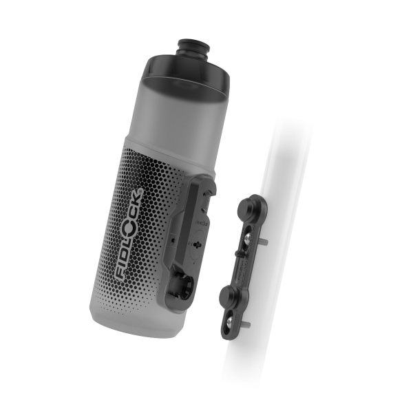 Fidlock TWIST Trinkflasche 600 ml mit Magnet-Befestigung, inkl. TWIST Bike Base. Transparent Black.
