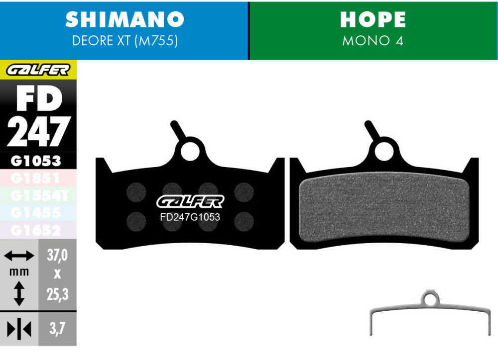 GALFER Brake Pad FD247 Performance Shimano Deore XT, schwarz