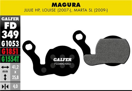 Galfer GALFER Brake Pad FD349 Performance "Magura Julie HP / Louise 07 / Marta SL 09", schwarz