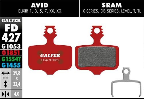 Galfer GALFER Brake Pad FD427 Advanced "Avid Elixir 1,3,R,CR,X.0,Mac,XX, rot