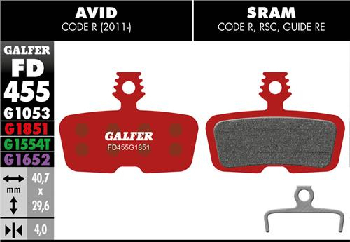 Galfer GALFER Brake Pad FD455 Advanced "Avid Code 5,R ab 2011", rot